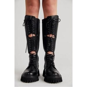 SOLD ON DEPOP Free People Miller Cut Out Tall Combat Boots